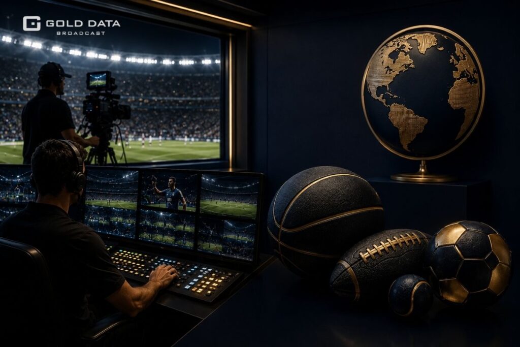 Gold Data Broadcast: Centro de control de transmisión con monitoreo de señales en tiempo real .